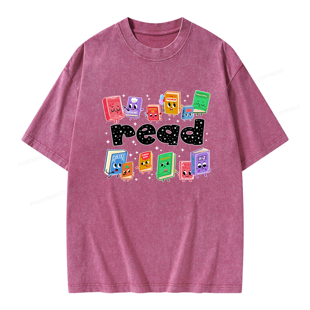 Pagewings Reading Book Unisex Washed T-shirt