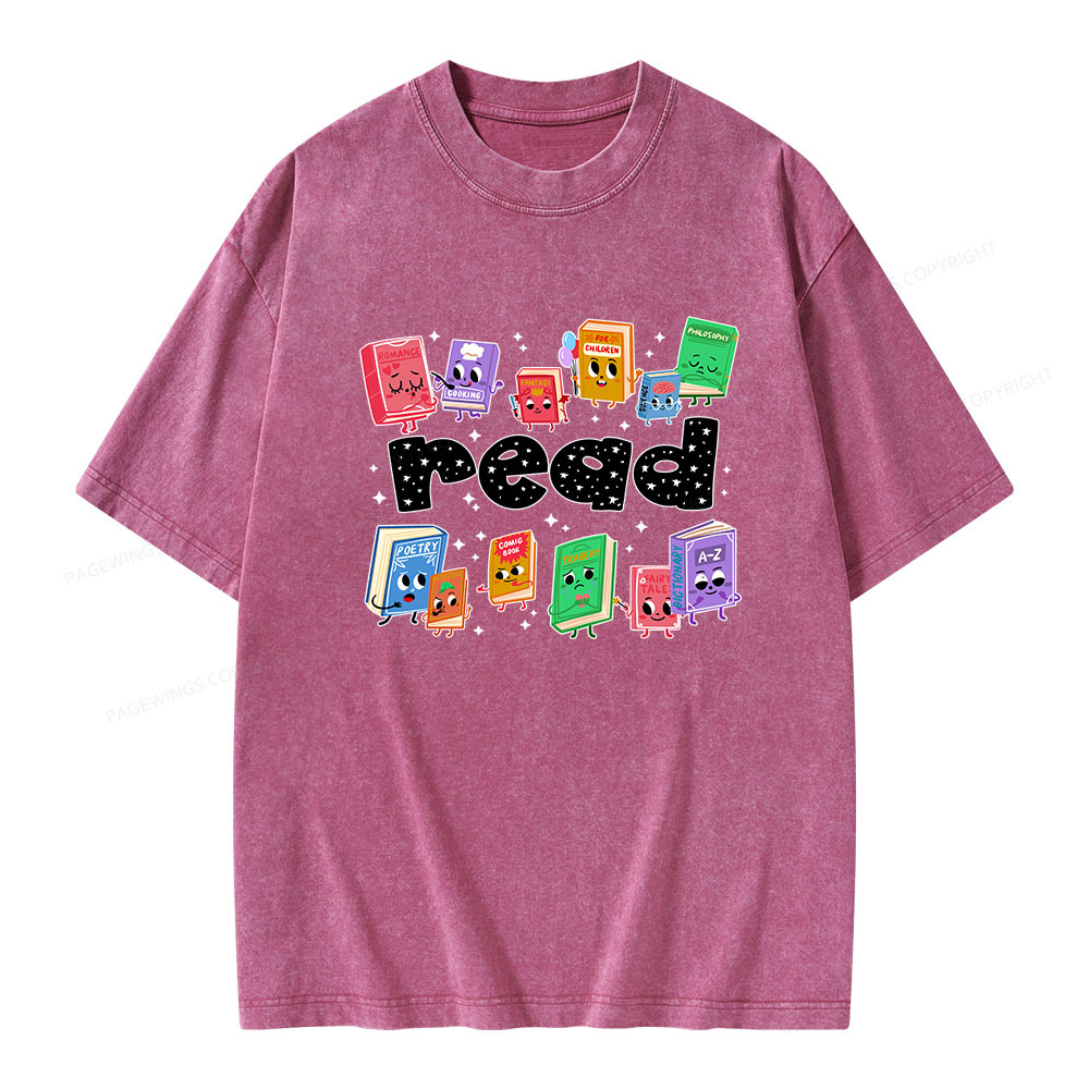 Pagewings Reading Book Unisex Washed T-shirt