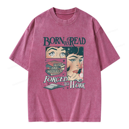 Pagewings Born To Read Bookish Comfor Unisex Washed T-shirt