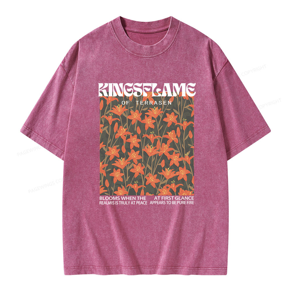 Pagewings Throne Of Glass Kingsflame Flower Aesthetic Unisex Washed T-shirt