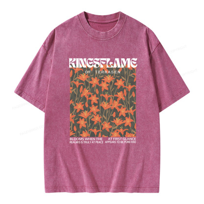 Pagewings Throne Of Glass Kingsflame Flower Aesthetic Unisex Washed T-shirt