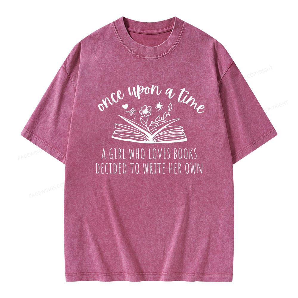 Pagewings Once A Book-Loving Girl Wrote Her Story Unisex Washed T-shirt