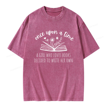 Pagewings Once A Book-Loving Girl Wrote Her Story Unisex Washed T-shirt