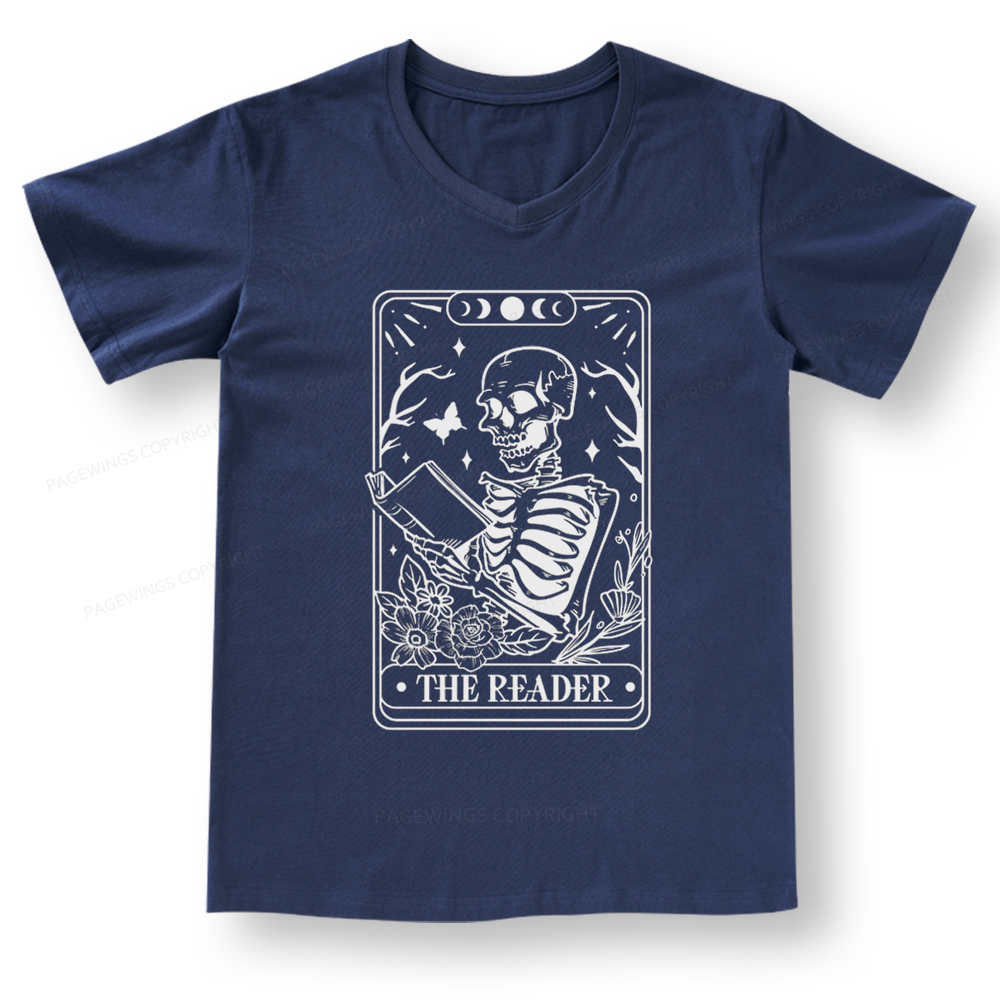 Pagewings Halloween The Reader Tarot Card V-neck T-shirt
