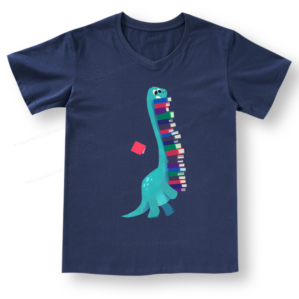 Pagewings Book Dinosaurs V-neck T-shirt