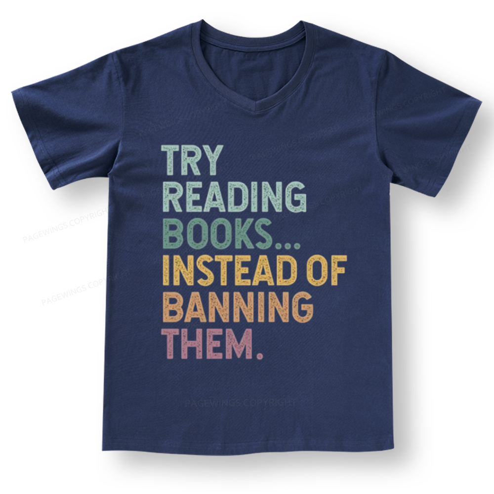 PagewingsTry Reading Books V-neck T-shirt