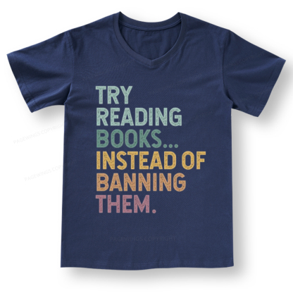 PagewingsTry Reading Books V-neck T-shirt 