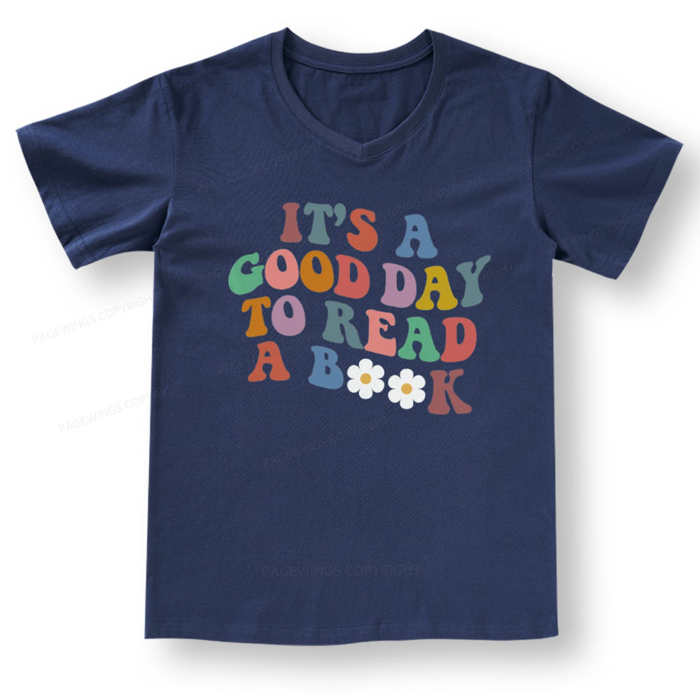 Pagewings It's A Good Day To Read A Book V-neck T-shirt