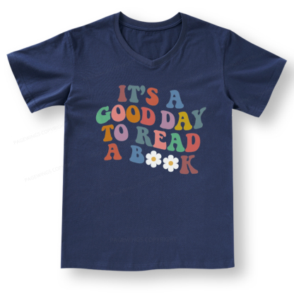 Pagewings It's A Good Day To Read A Book V-neck T-shirt