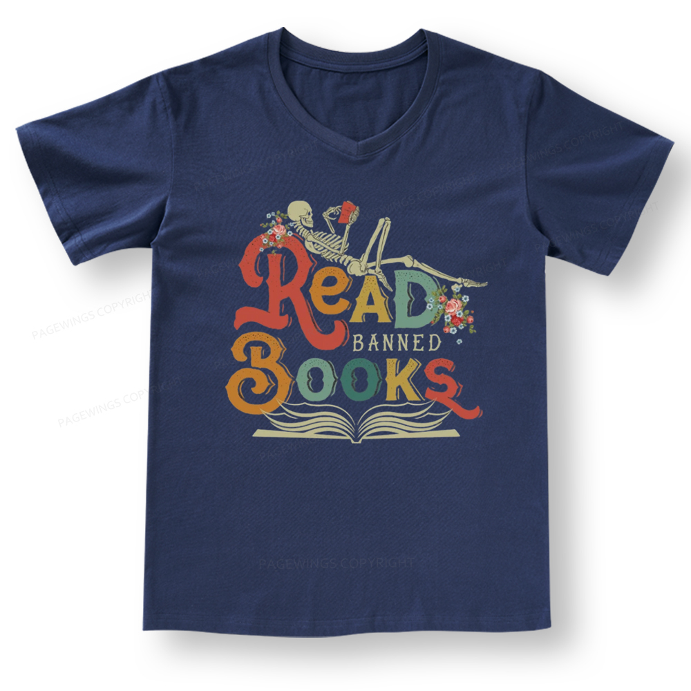 Pagewings Read Banned Books V-neck T-shirt