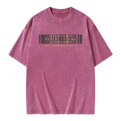 Pagewings Support Your Local Library Unisex Washed T-shirt