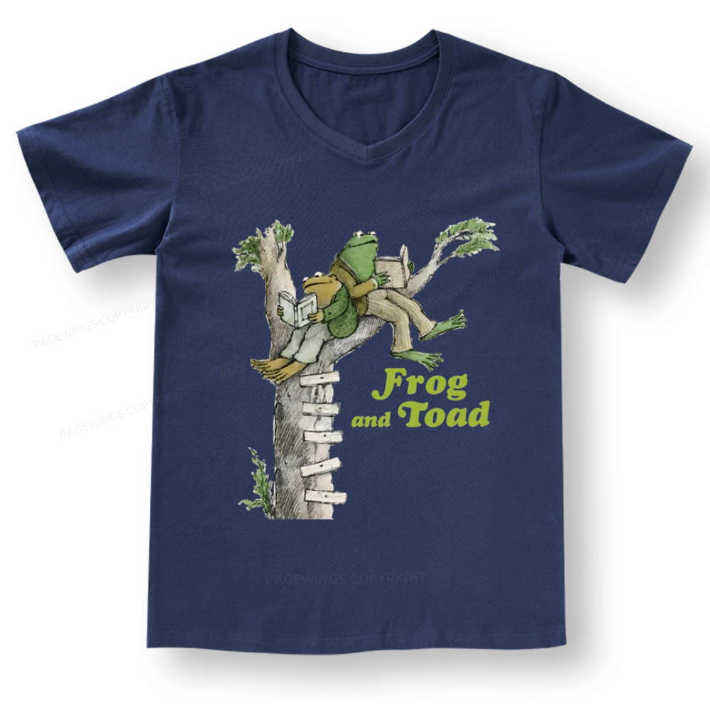 Pagewings Frog and Toad Old Book V-neck T-shirt