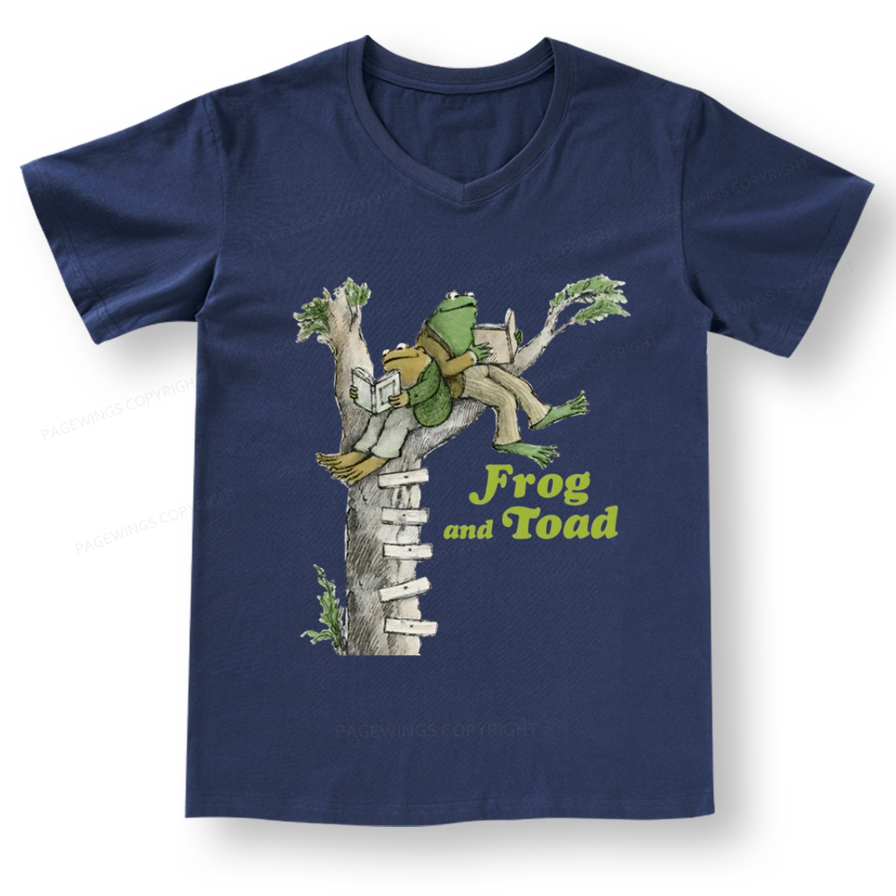 Pagewings Frog and Toad Old Book V-neck T-shirt