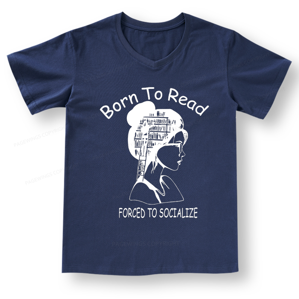Pagewings Born To Read V-neck T-shirt