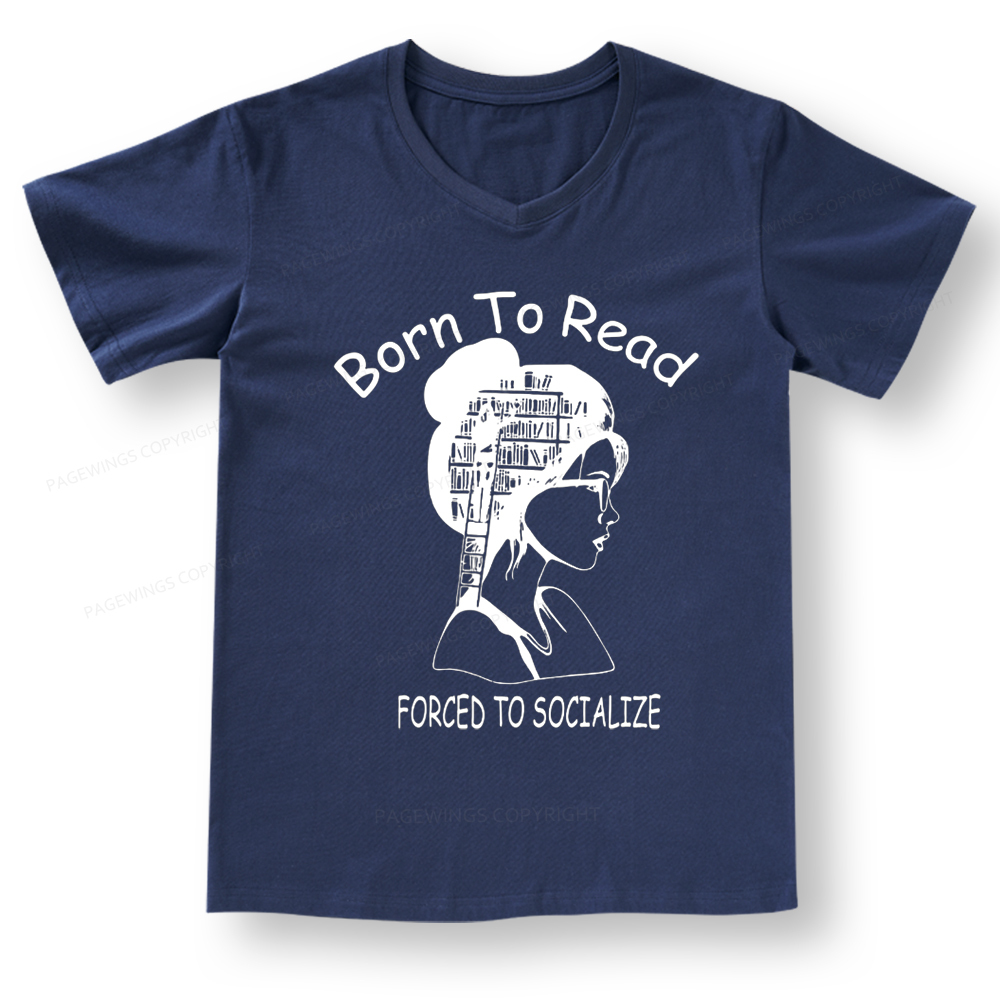 Pagewings Born To Read V-neck T-shirt