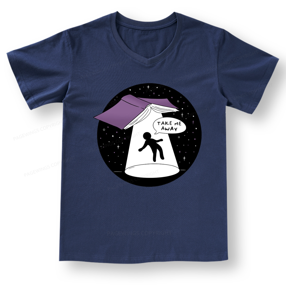 Pagewings Take Me Away Books V-neck T-shirt