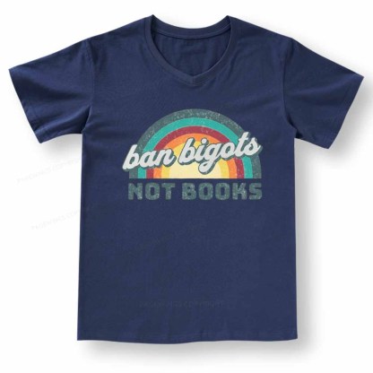 Pagewings Ban Bigots Not Books V-neck T-shirt