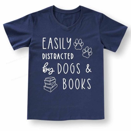 Pagewings Dogs And Books V-neck T-shirt