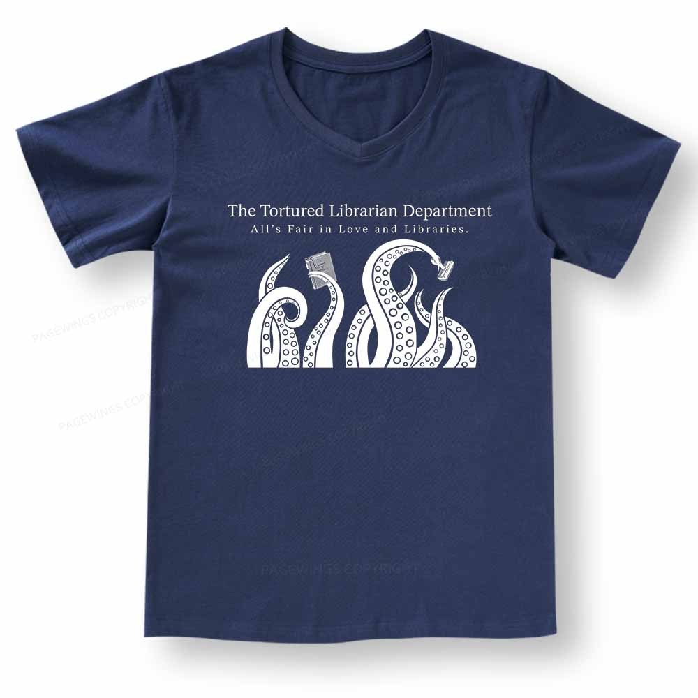 Pagewings The Tortured Librarian Department V-neck T-shirt