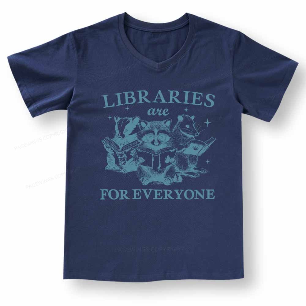 Pagewings Libraries Are For Everyone V-neck T-shirt