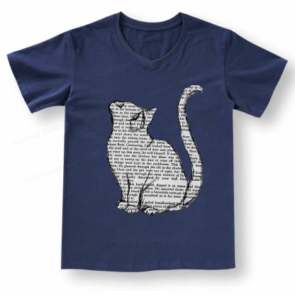 Pagewings Lots Of Books And Cute Cats V-neck T-shirt