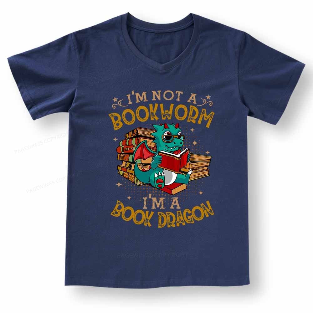 Pagewings Book Dragon V-neck T-shirt