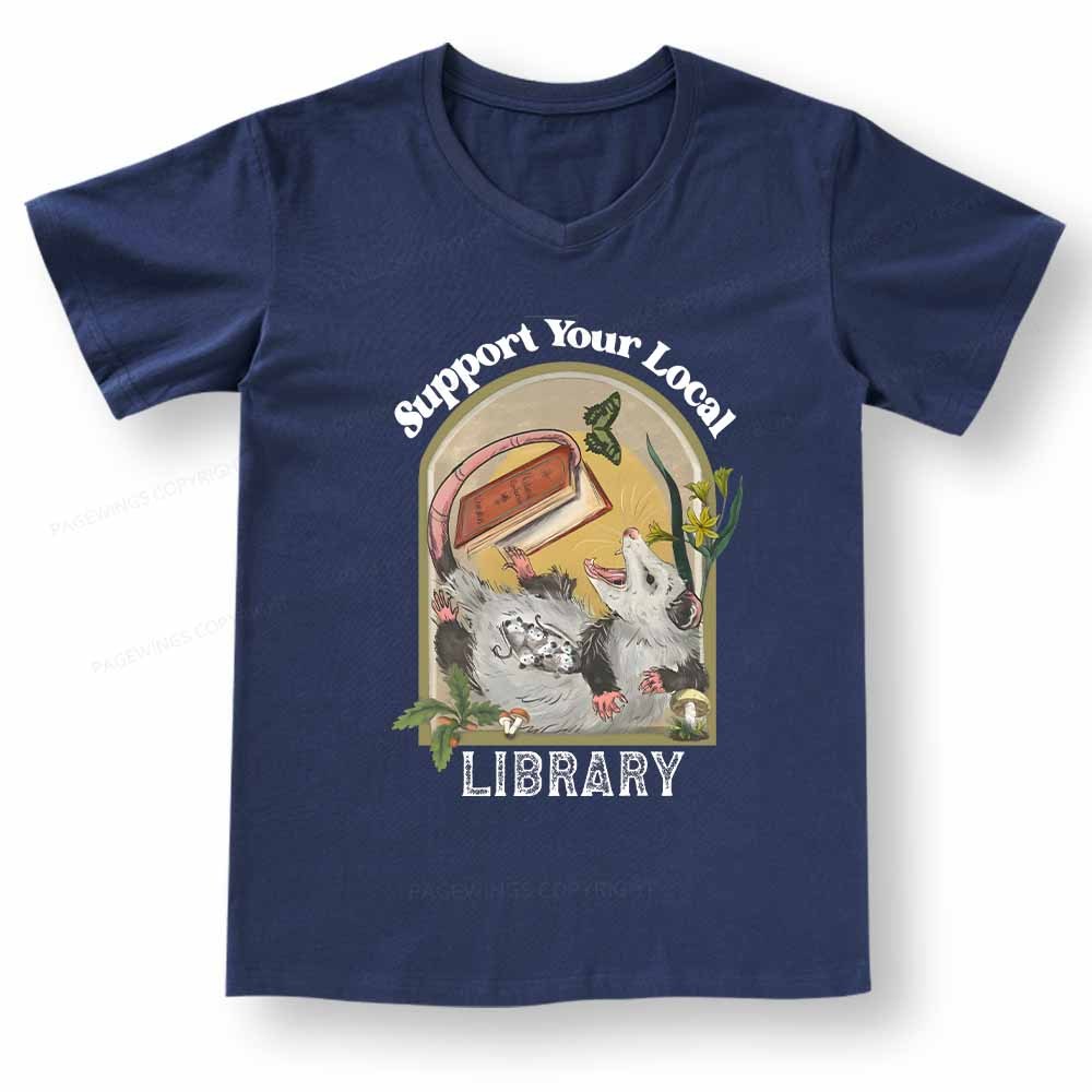 Pagewings Library Readers Make Leaders Jersey Short Sleeve Tee V-neck T-shirt
