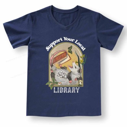 Pagewings Library Readers Make Leaders Jersey Short Sleeve Tee V-neck T-shirt 
