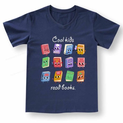 PagewingsCool Kids Read Books Gift V-neck T-shirt