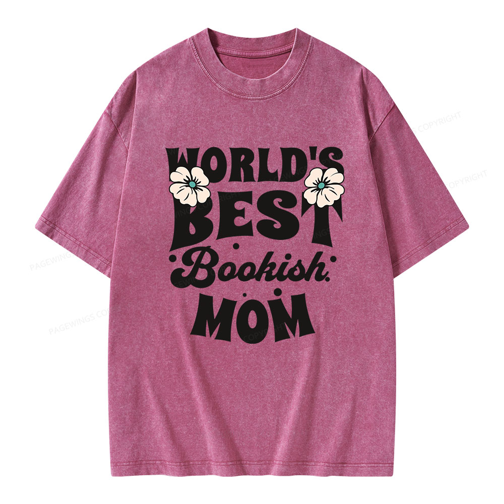 Pagewings World's Brsy Bookish Mom Unisex Washed T-shirt