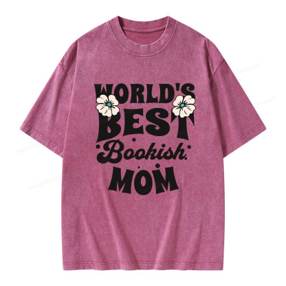 Pagewings World's Brsy Bookish Mom Unisex Washed T-shirt
