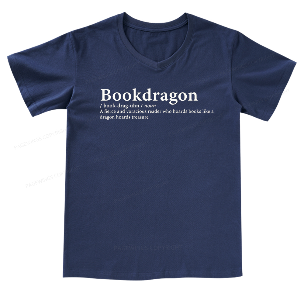 Pagewings Bookdragon: Journey Through Words book lover V-neck T-shirt