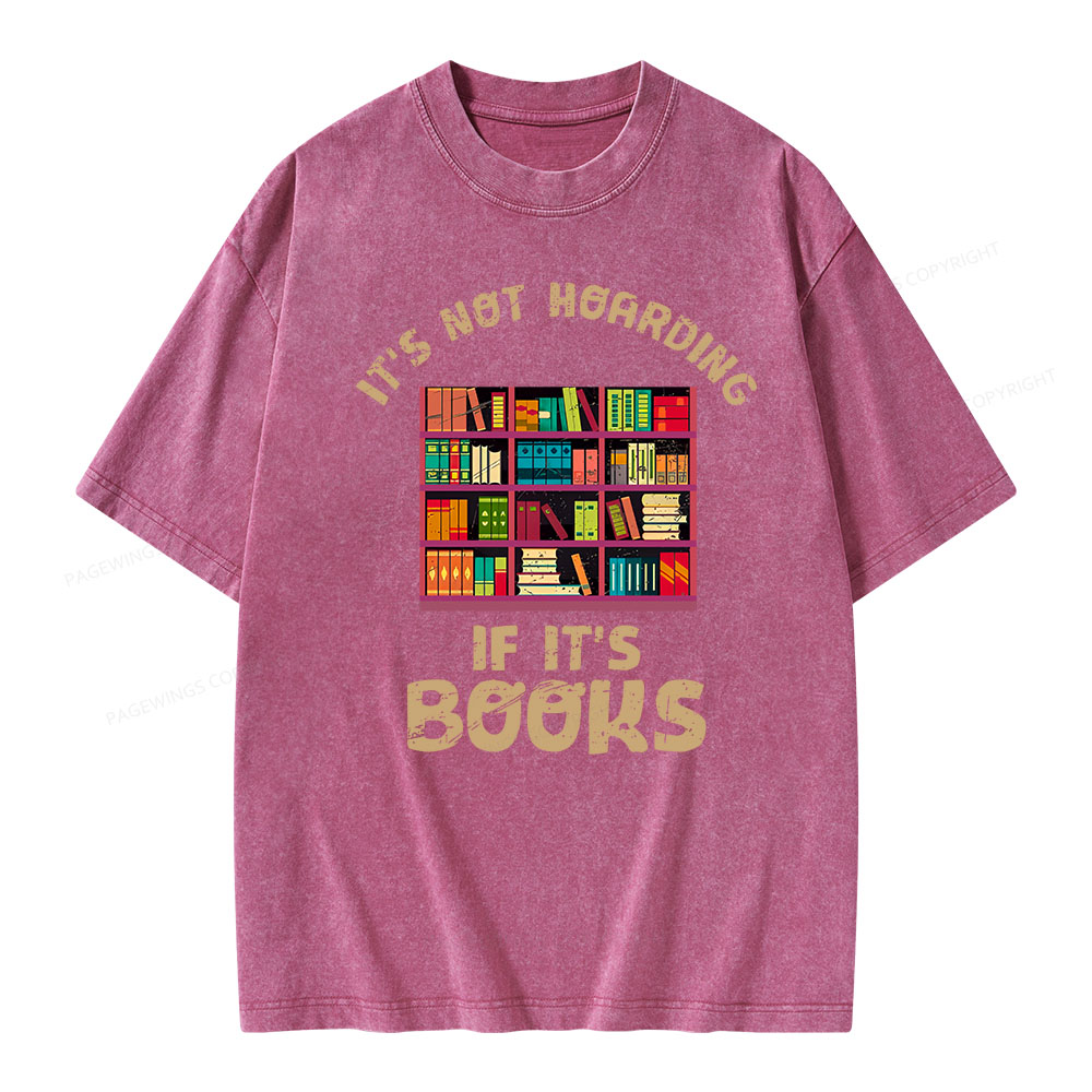 Pagewings Bookshelf Set Of Stacks Of Books Stock Unisex Washed T-shirt
