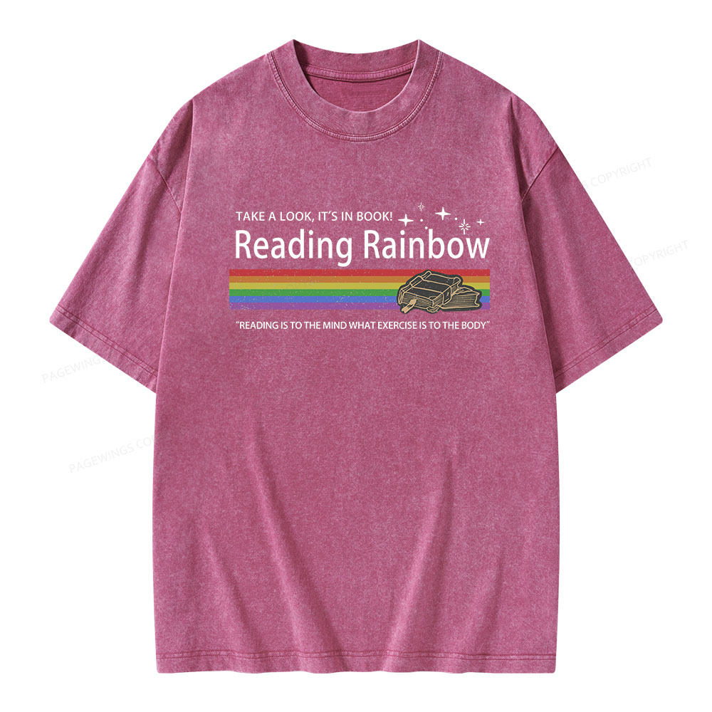 Pagewings Reading Rainbow Unisex Washed T-shirt