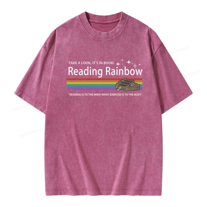 Pagewings Reading Rainbow Unisex Washed T-shirt