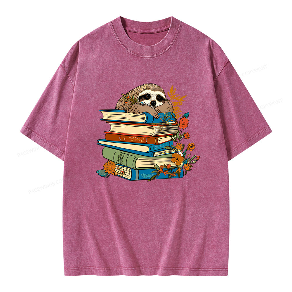 Pagewings Sloth And Stories Unisex Washed T-shirt