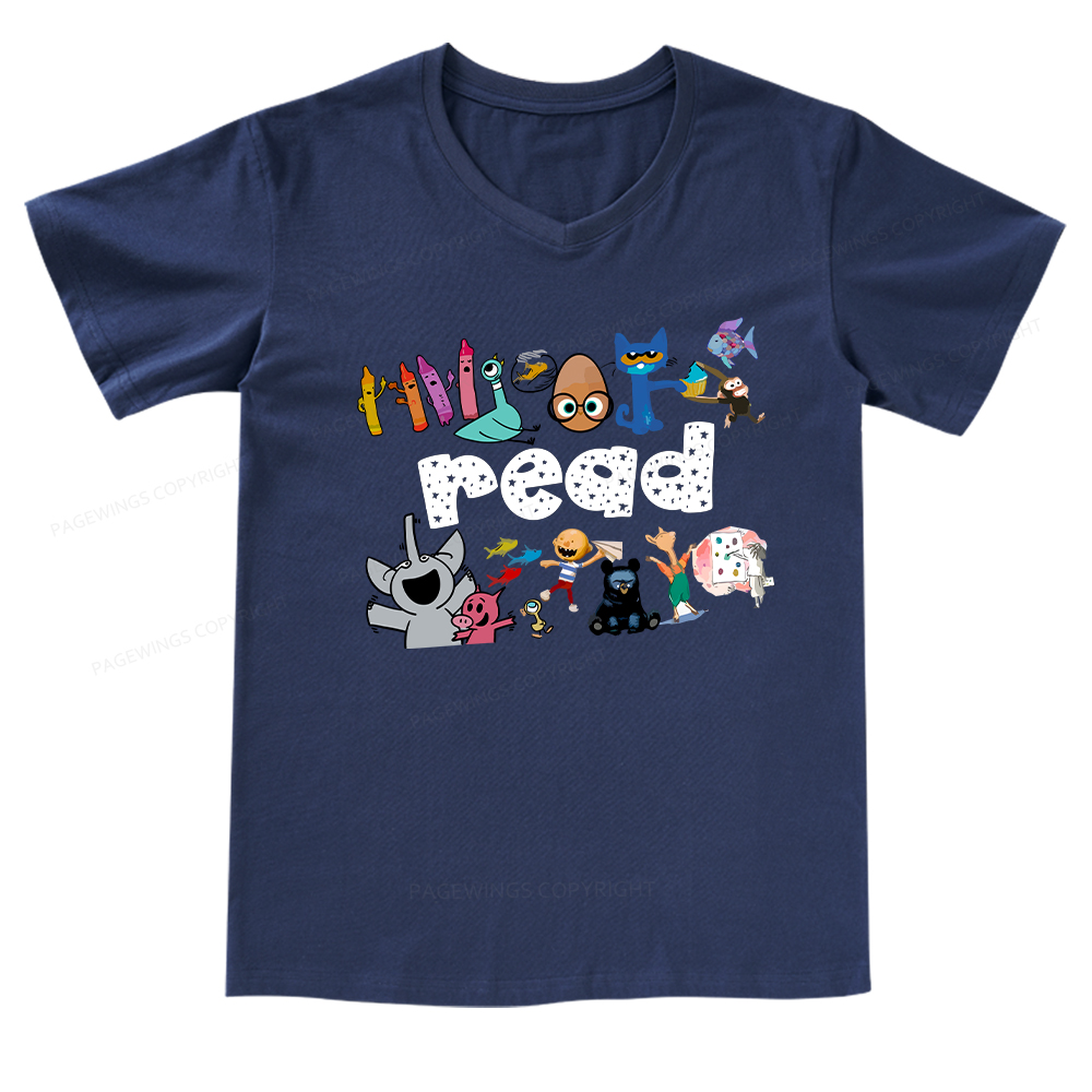 Pagewings Reading Bookish V-neck T-shirt