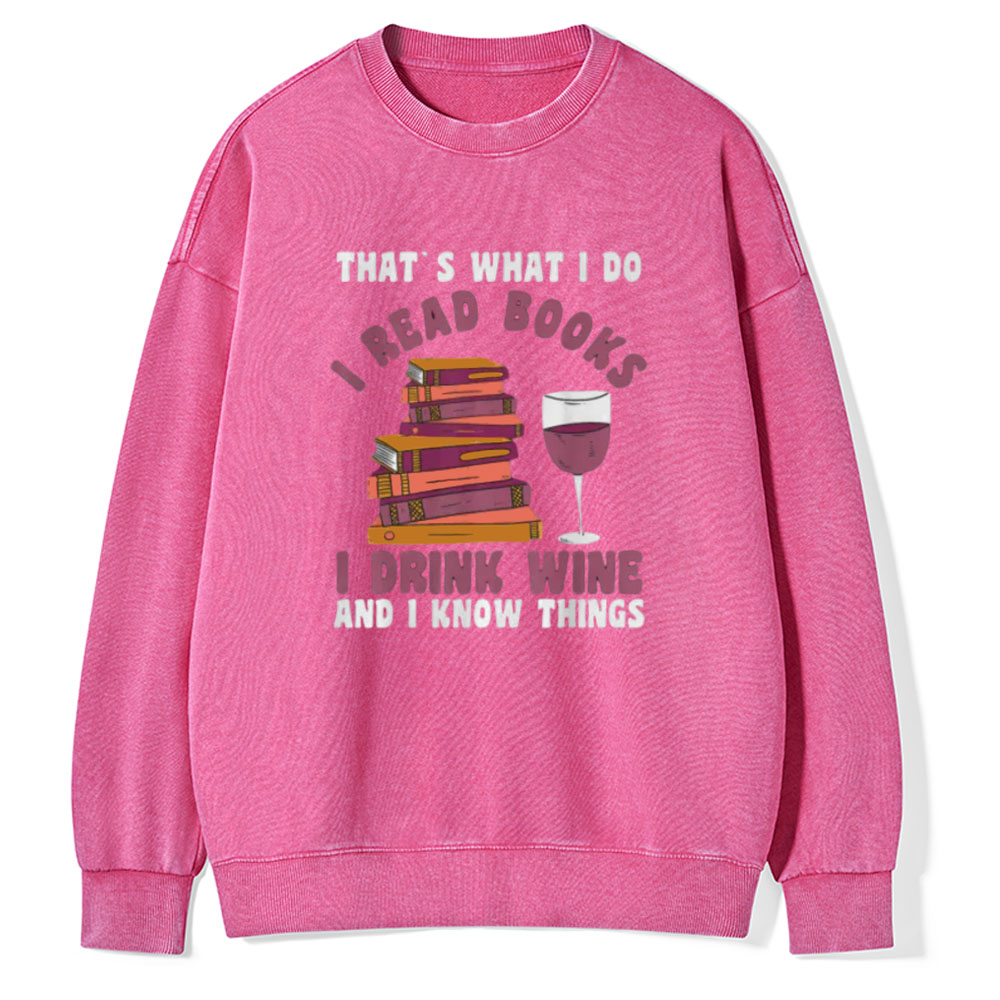 Pagewings Book Fun Wines Book Reading T-Shirts Unisex Washed Sweatshirt