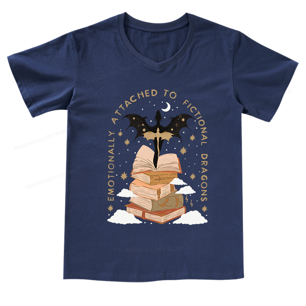 Pagewings Fantasy Romance Reader Gift Romantacy V-neck T-shirt