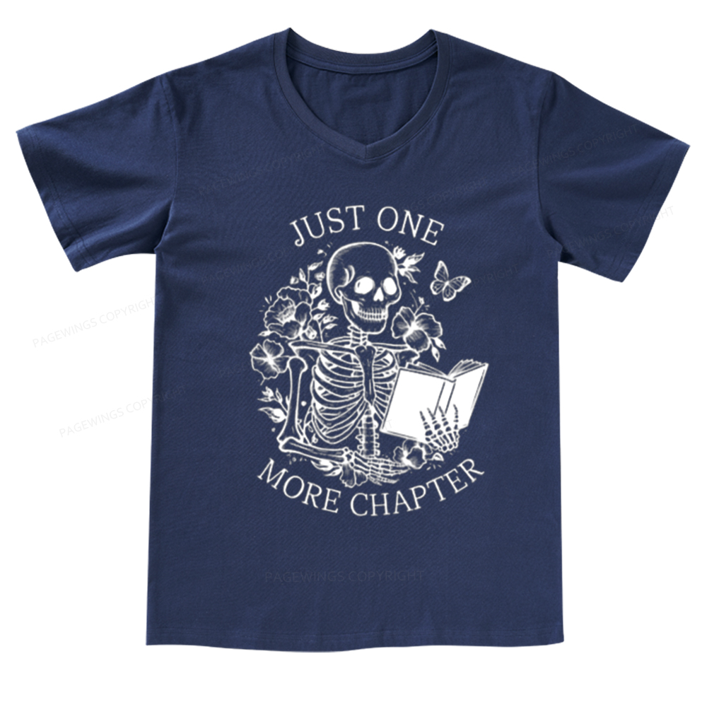 Pagewings One More Chapter Skeleton V-neck T-shirt