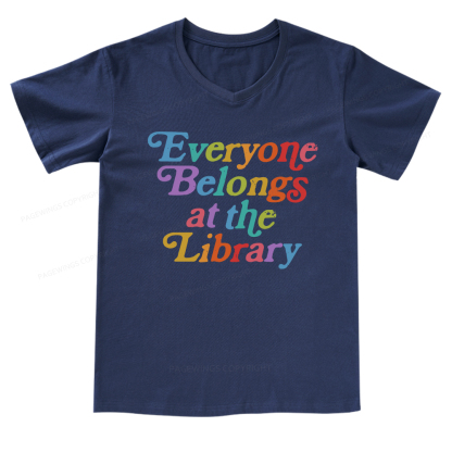 Pagewings Everyone belongs at the library V-neck T-shirt