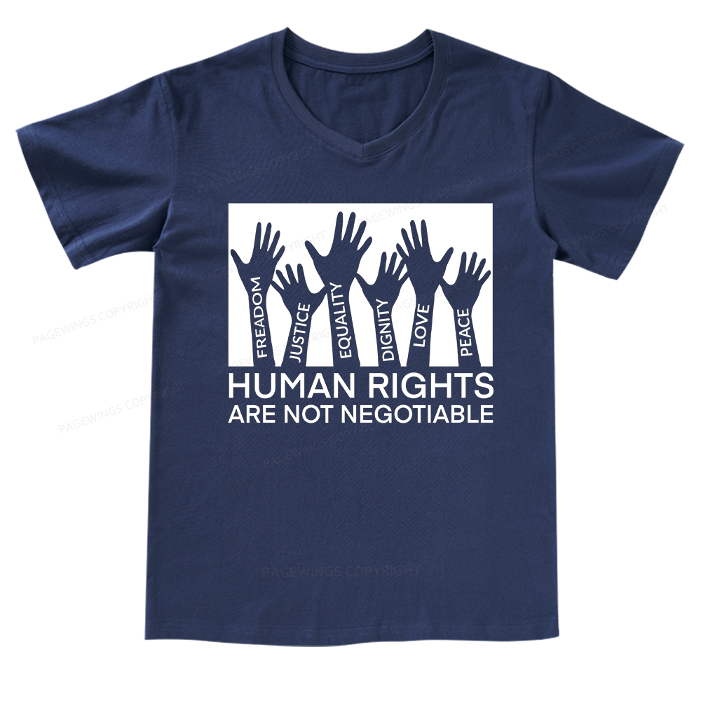 Pagewings Human Rights Are Not Negotiable V-neck T-shirt