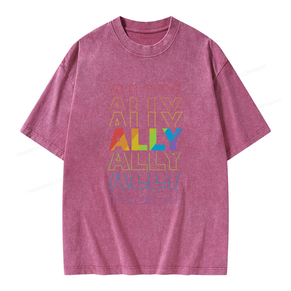 Pagewings LGBTQ Ally Unisex Washed T-shirt