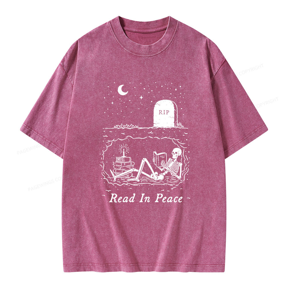 Pagewings Read In Peace Unisex Washed T-shirt