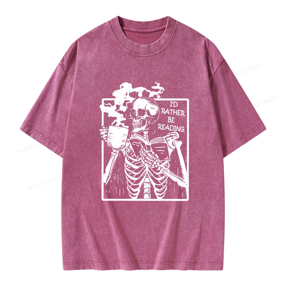 Pagewings I’d Rather Be Reading Unisex Washed T-shirt