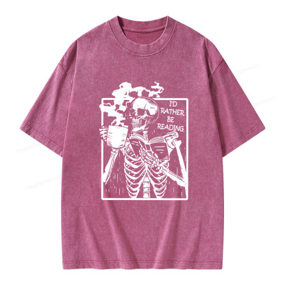 Pagewings I’d Rather Be Reading Unisex Washed T-shirt