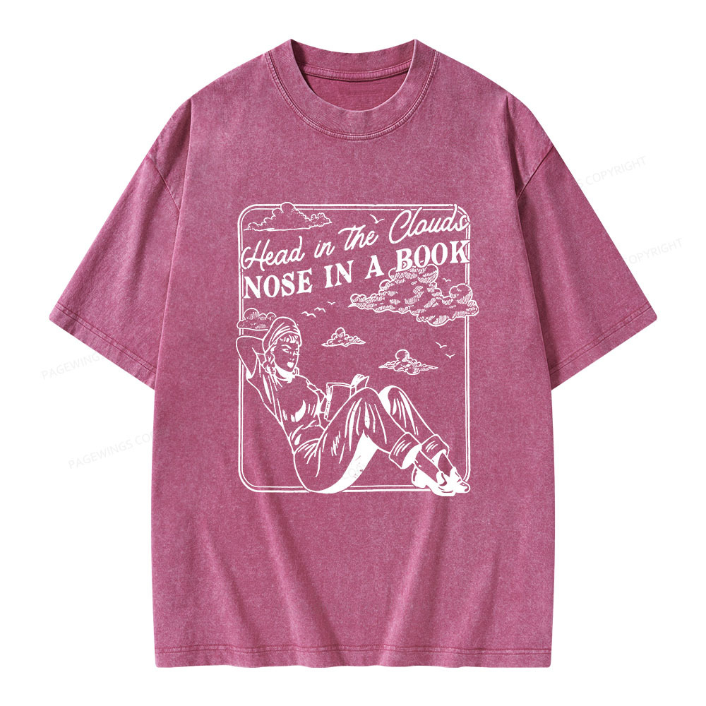 Pagewings Head In The Clouds Nose In A Book Unisex Washed T-shirt
