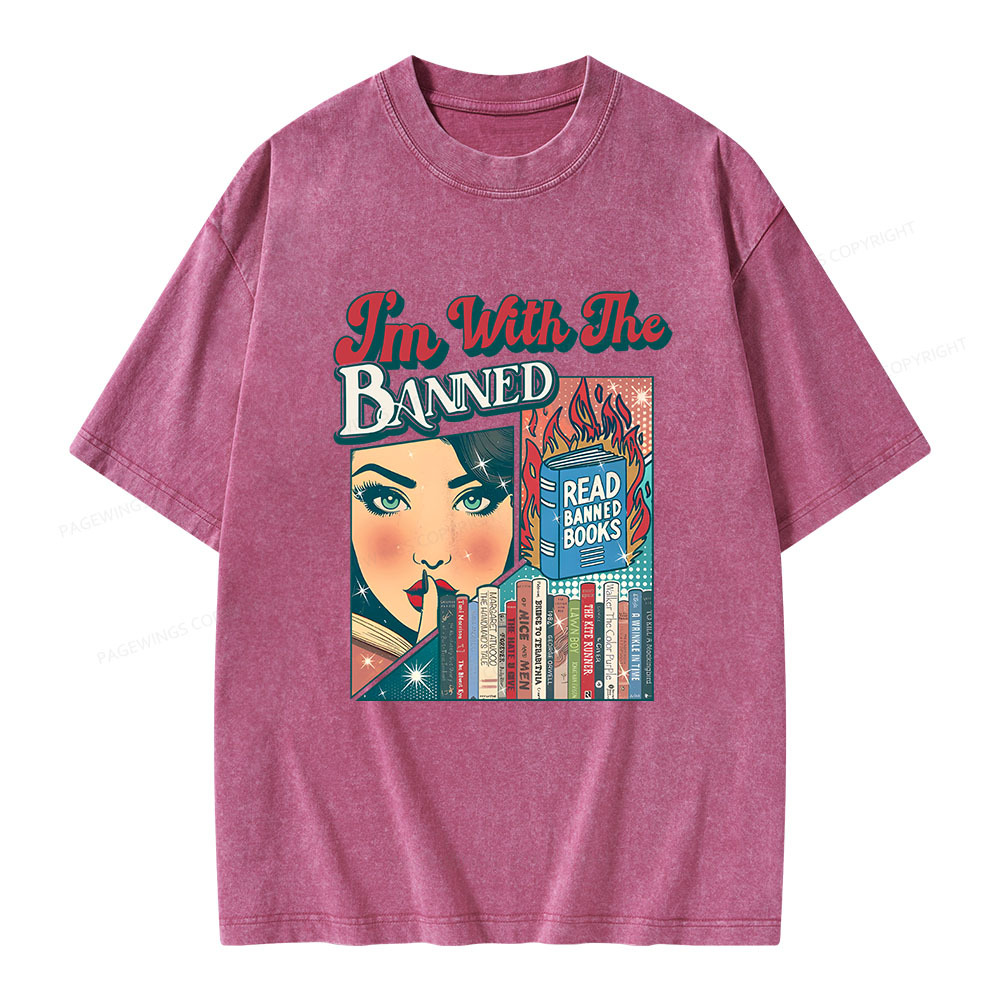 Pagewings I’m With the Banned Unisex Washed T-shirt