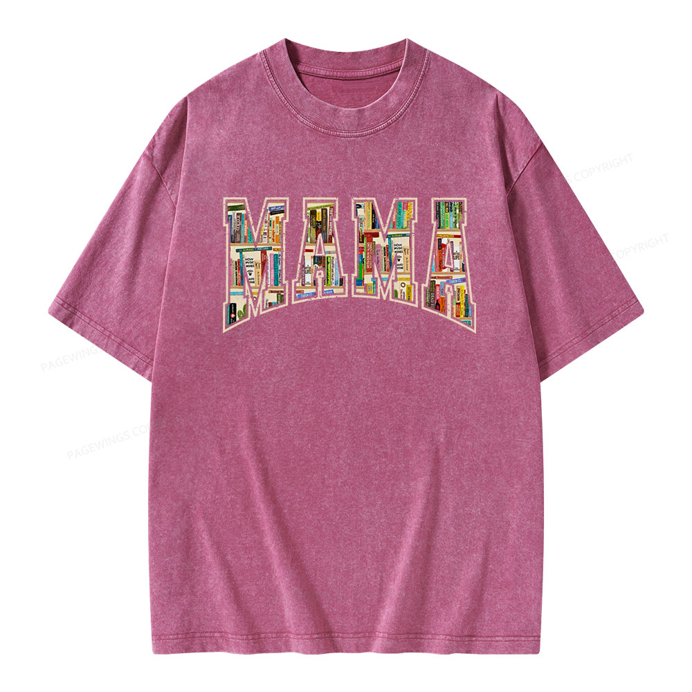 Pagewings About MAMA's Bookshelf Unisex Washed T-shirt