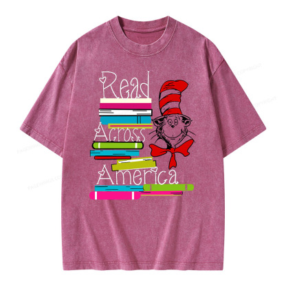 Pagewings Read Across America DTF Transfer, Reading Friends Dr. Seuss Unisex Washed T-shirt